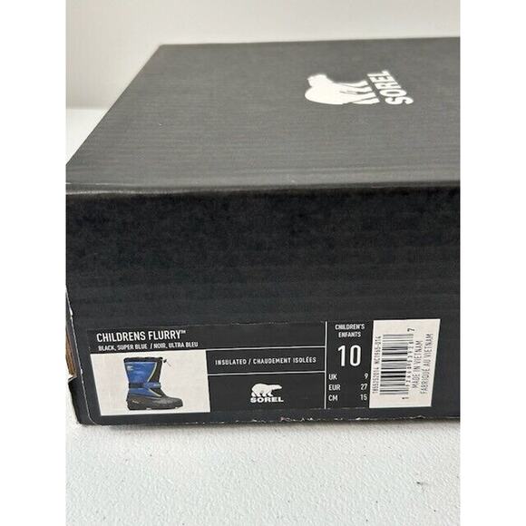 Sorel Flurry Snow Boots Mid Calf Waterproof Faux Leather Black Blue Size 10 - Picture 2 of 13